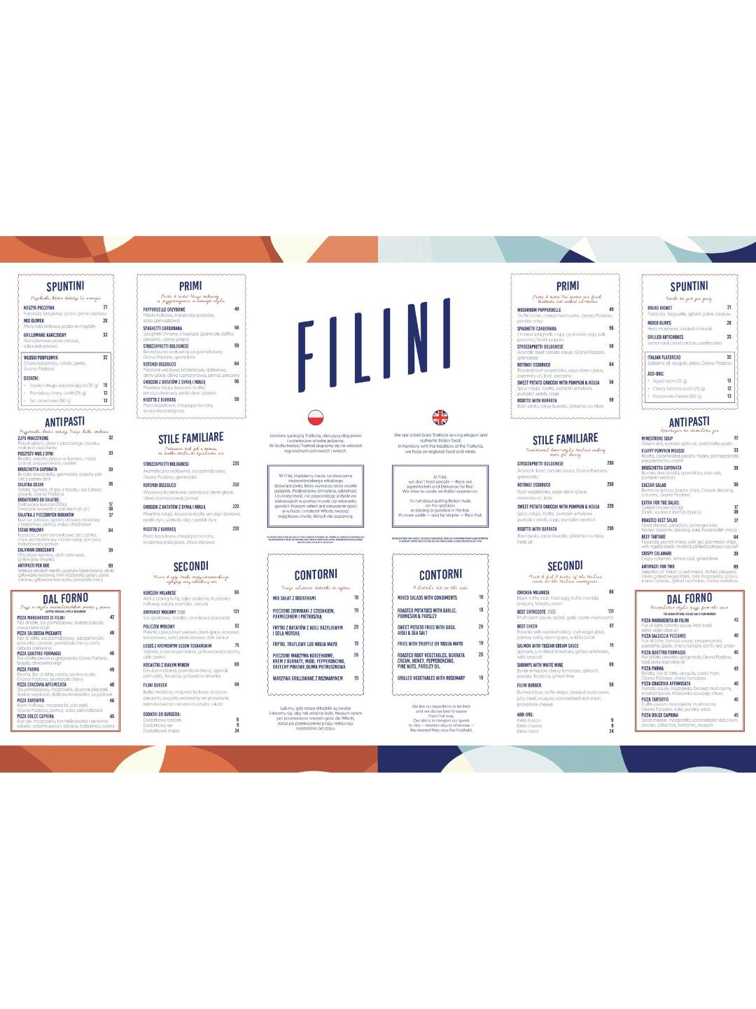 Nowe Menu | Filini – Trattoria | Radisson Red Kraków | Unity Centre